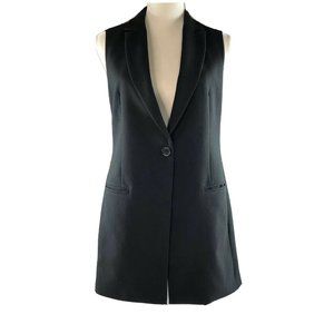 Cynthia Rowley Womens Long Vest Black V-Neck